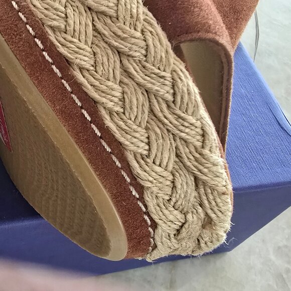 Stuart Weitzman suede tan wedge sandal 11.5M - Picture 6 of 8
